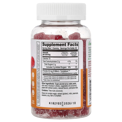 Lifeable, жевательные таблетки с пробиотиками для детей, с ягодным вкусом, 60 шт.