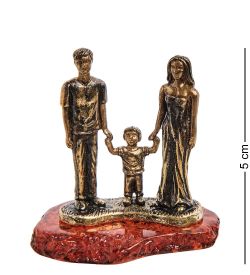 Народные промыслы AM-3127 Фигурка «Семья» (латунь, янтарь)