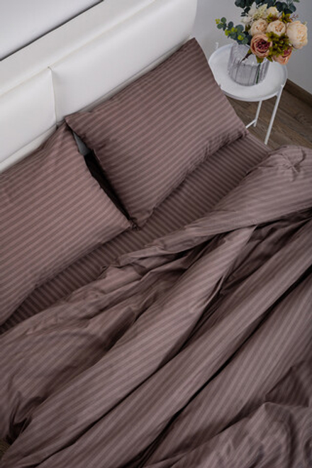 КПБ поплин - Страйп-какао