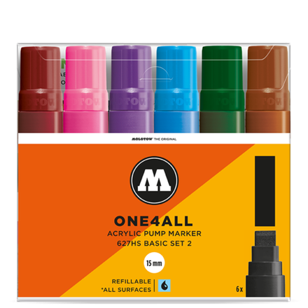 Набор Маркеров MOLOTOW ONE4ALL 6*627HS Basic-Set-2 (15мм)