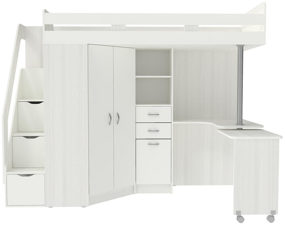 Кровать-чердак КарИВи Мийа Люкс Белое Дерево Белый