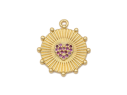 Подвеска-медальон "Сердце" 20мм, со стразами