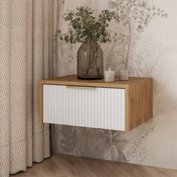 Прикроватная тумба DIWO Краснодар подвесная 45x35x20 белый, дуб вотан, ручка золото