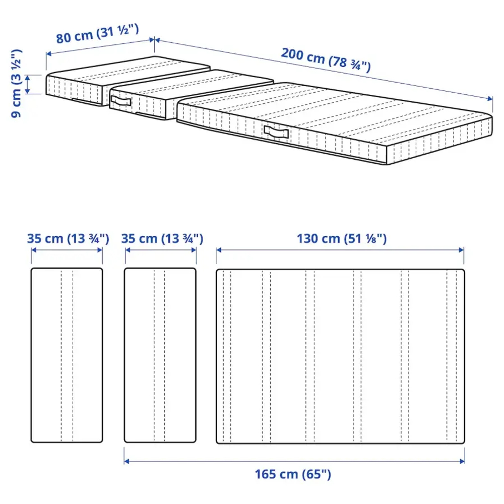 Матрас для раздвижной кровати - NATTSMYG IKEA/ НАТТСМИГ ИКЕА, 80х200 см, белый