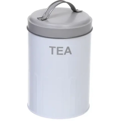 Банка для продуктов металлическая «Ретро» 1300мл, светло-серая, надписи микс