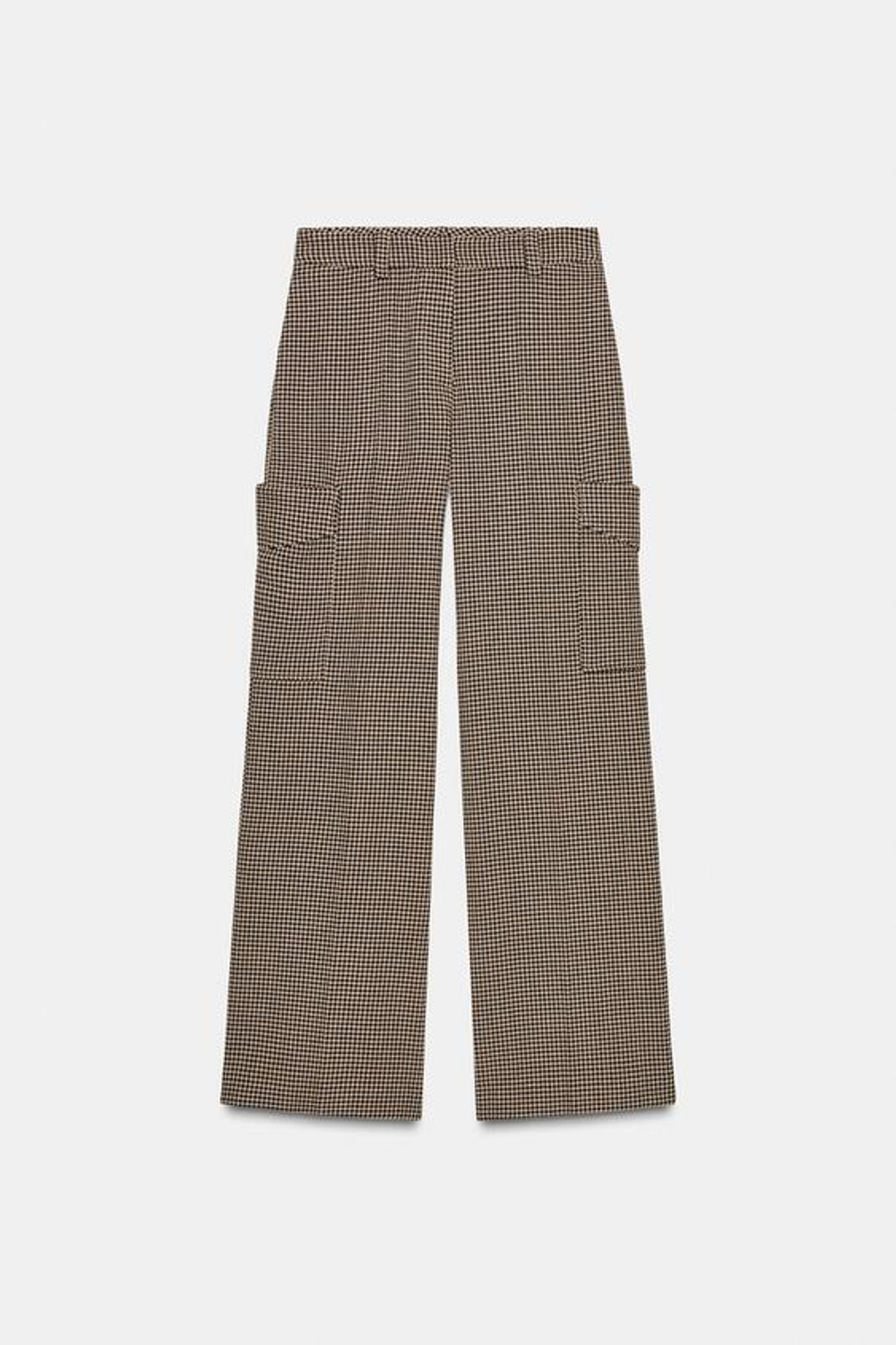 ZARA БРЮКИ КАРГО «ГУСИНАЯ ЛАПКА», ЧЕРНЫЙ/КОРИЧНЕВЫЙ