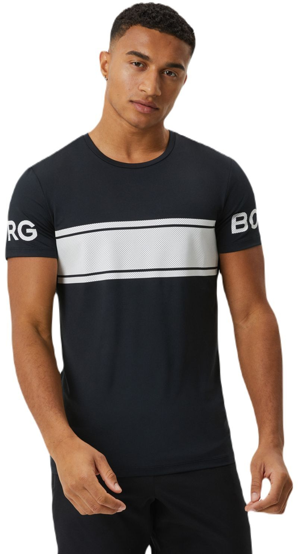 Мужская теннисная футболка Björn Borg T-Shirt Stripe - black beauty