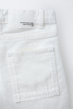 ZARA ОДНОТОННЫЕ ТВИЛОВЫЕ ШОРТЫ, ЭКРЮ