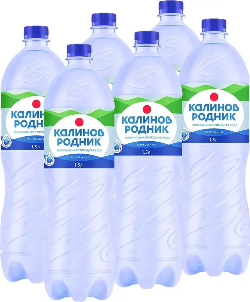 Вода газированная Калинов Родник минеральная, 6 шт х 1,5 л