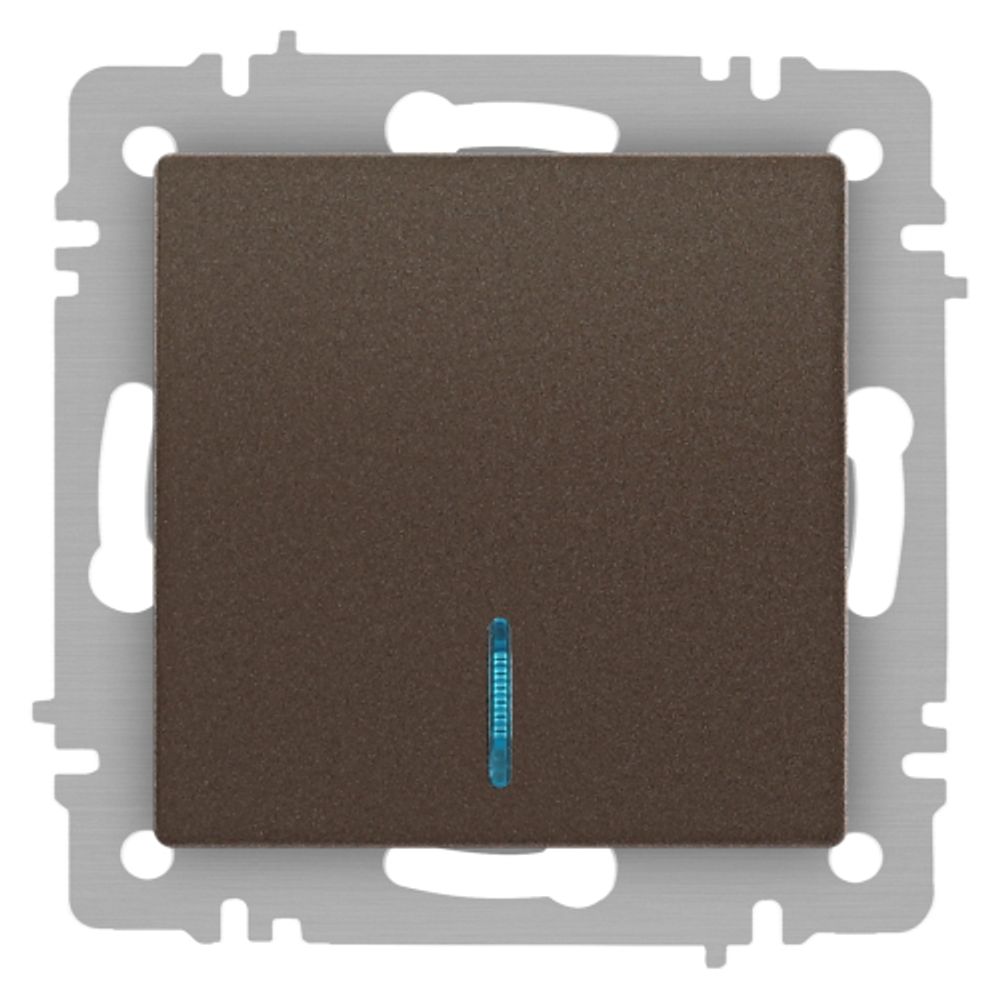 Выключатель Intro Accent 6-102-08 с подсветкой, 10А-250В, IP20, СУ, AL/CU, бронза