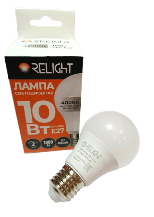 Лампа светодиодная Relight А60 10W Е27 4000К 1000Лм