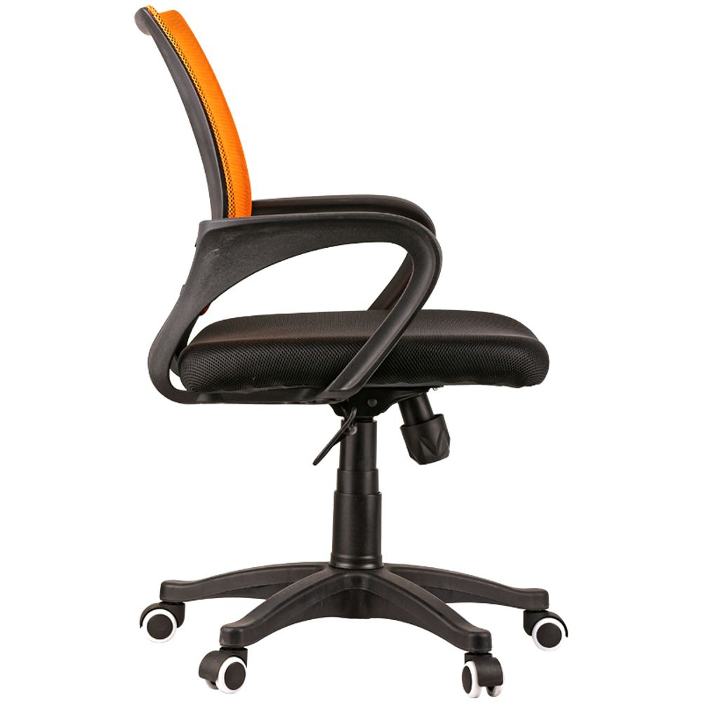 Кресло оператора OfficeSpace SP-M96, ткань, спинка сетка оранж/сиденье TW черная, механизм качания