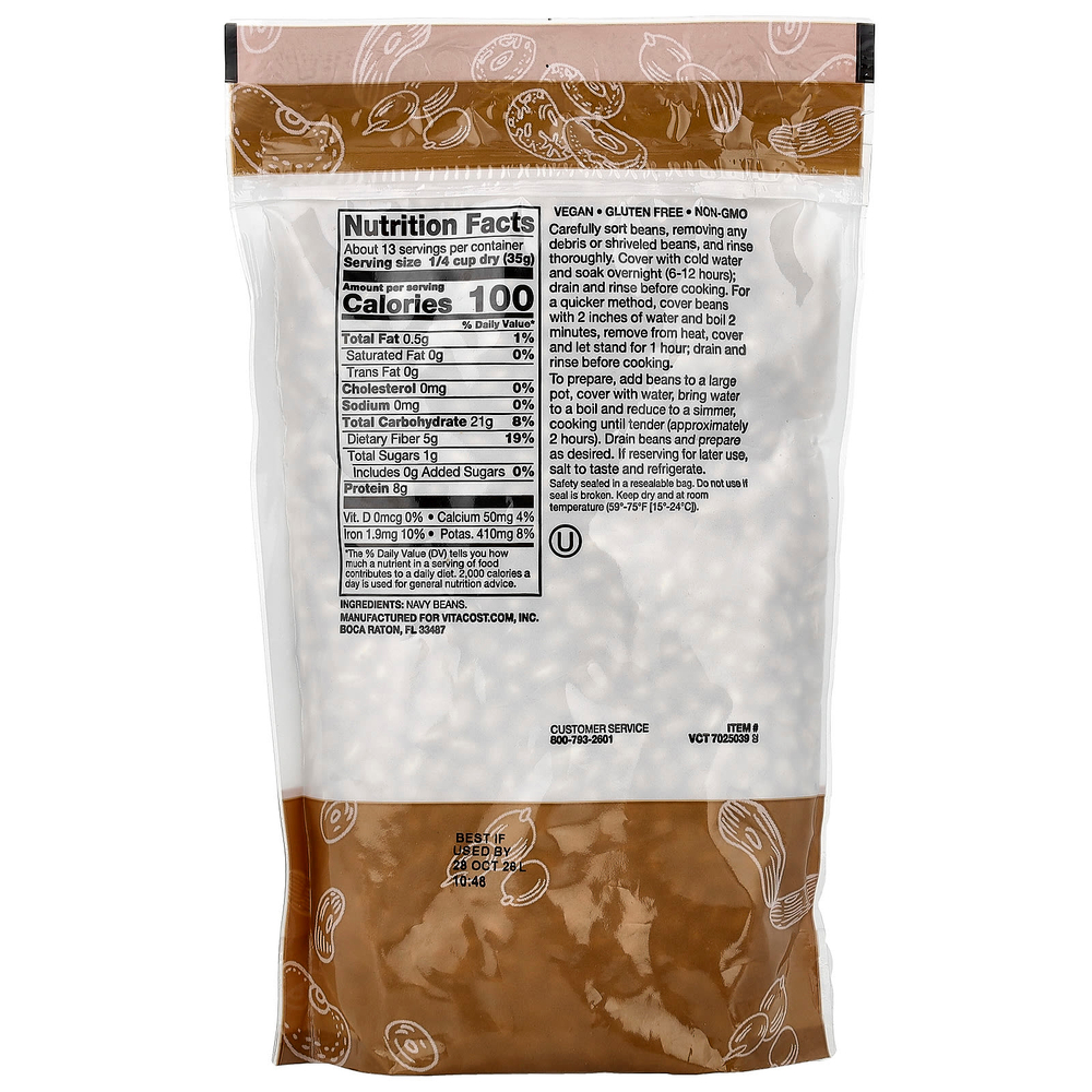 Vitacost, Navy Beans, 16 oz (453 g)