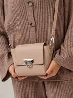 Сумка кожаная кросс-боди 3520 розово-бежевый/бизон