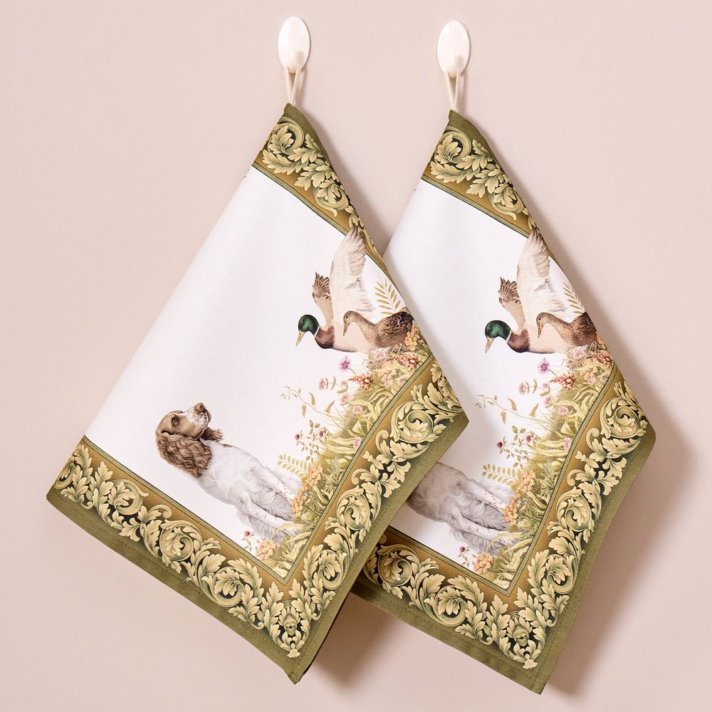 НАБОР ПОЛОТЕНЕЦ ИЗ 2Х ШТ "ОХОТА",40Х60СМ, 100% ХЛОПОК, СОБАКА