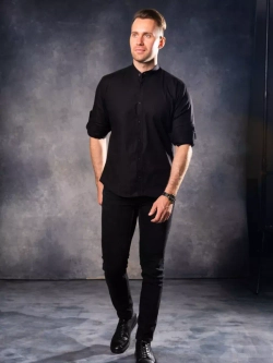 Рубашка с длинным рукавом стойка