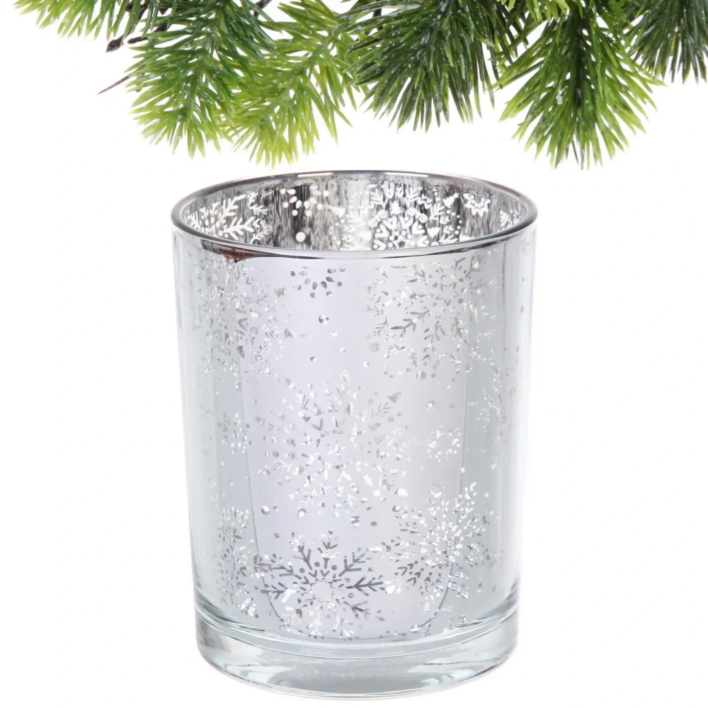 Подсвечник «Снегопад» 10*12,5 см, Серебро