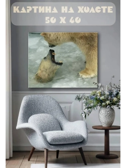 Картина на стену 40 X 50 Белые медведи