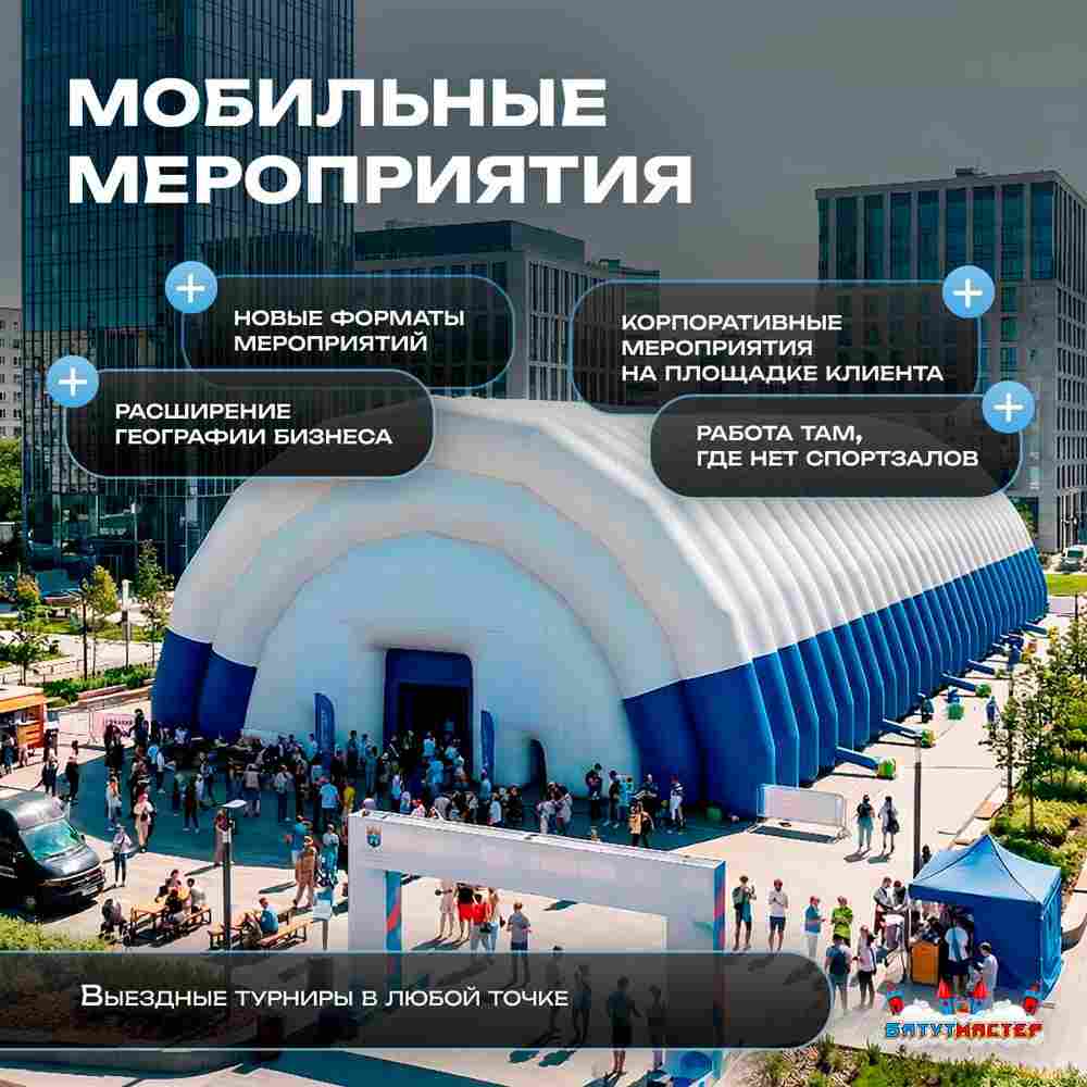 Ангар пневмокаркасный для спорта и мероприятий «Темп» 50х20х20 м — из ПВХ, синий