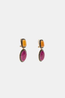 ZARA СЕРЬГИ СО СТРАЗАМИ И КАМНЯМИ, РАЗНОЦВЕТНЫЙ