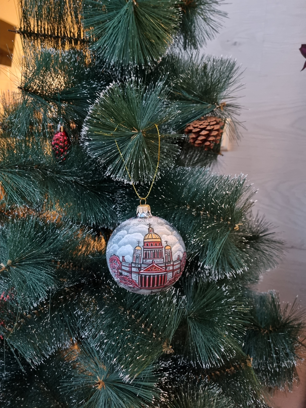 Шар стеклянный "Исакиевский собор",  ручная роспись