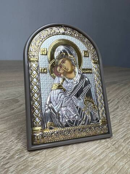 Владимирская БМ, икона арочная, пластик коричневый 62x88