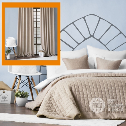 Комплект штор и покрывала под лен КАННИ (арт. BL10-275-03) - коричневый