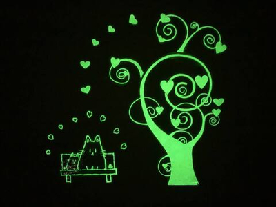 Наклейка светящаяся люминесцентная интерьерная (с фосфорным эффектом) для стен "Cats Love" / наклейка на дверь / наклейка интерьерная / наклейка на  / интерьерные наклейки / прикольные подарки / декор для дома / наклейки для интерьера / наклейки на стену