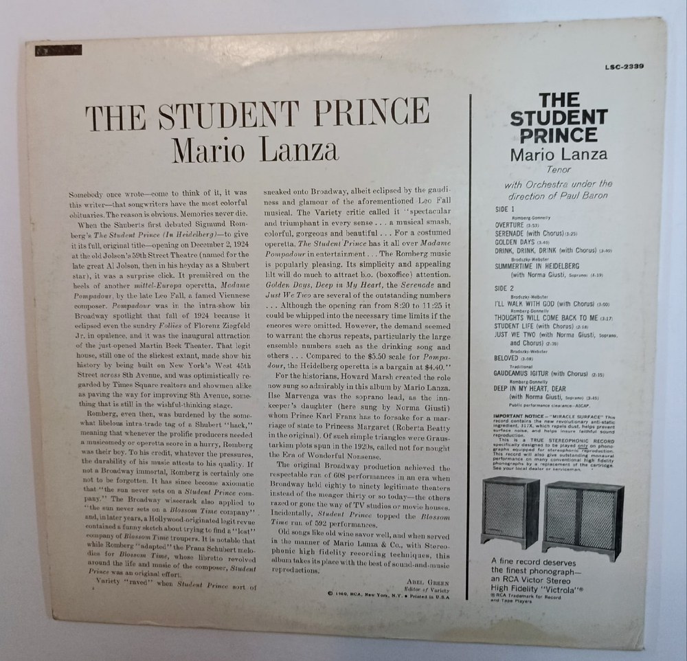 Mario Lanza Romberg The Student Prince (US 1960)