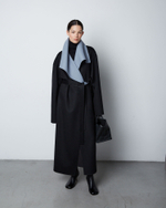 Пальто двустороннее из шерсти Берберри черно-голубой