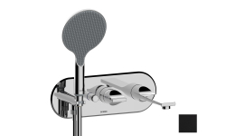 Bossini Apice смеситель для ванны, кнопочный переключатель на 2 выхода, излив 207 мм с аэратором, ручной душ Ø 140 мм на фиксированном держателе, шланг