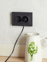 BRITE Розетка 2-местная с заземлением с защитными шторками 16А в сборе РСш12-3-БрГ графит IEK