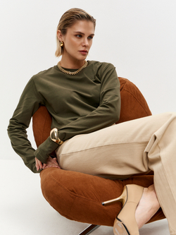 Лонгслив свободного кроя в цвете хаки