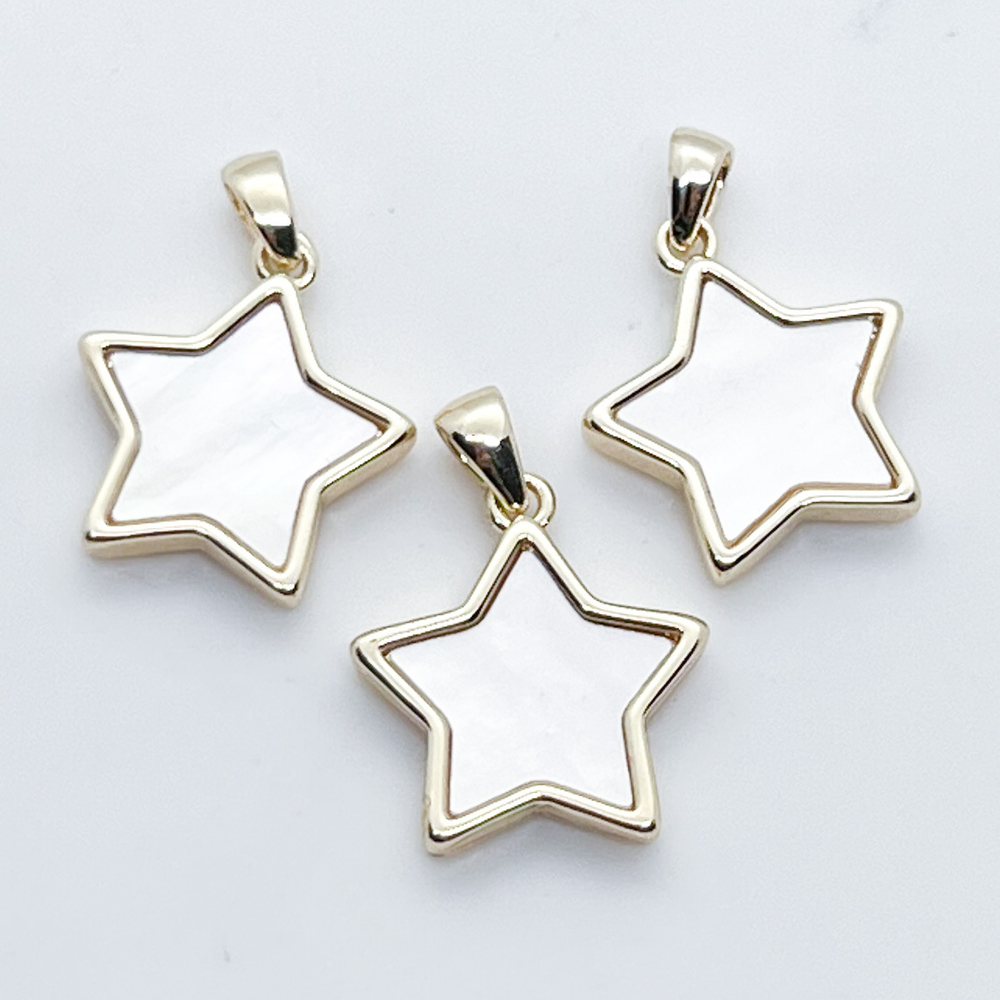 Подвеска Звезда, цвет золото, перламутр, размер 16*15 мм, цена за 1 шт