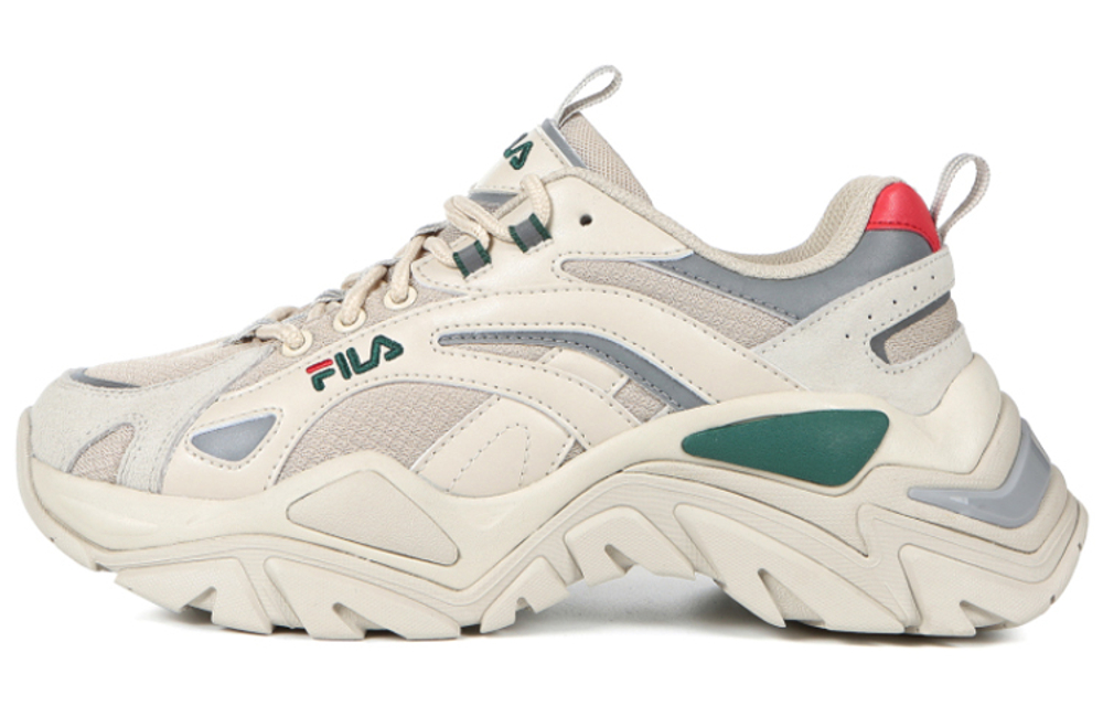 FILA Fila fishbone retro casual breathable low-cut daddy shoes for men and women the same style white gray green Korean version