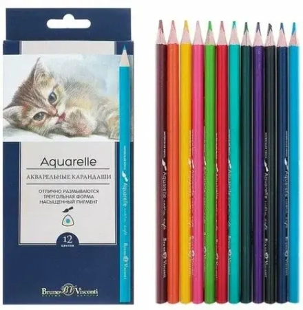 Карандаши цветные акварельные 12 цветов Bruno Visconti 30-0034