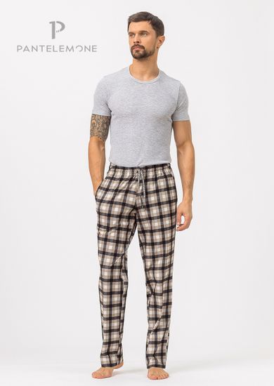 Брюки мужские Pantelemone PDB-164, клетка бежевая/черная