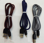 Кабель USB - Lightning Union K3 тканевая оплетка (синий) 1м без упаковки