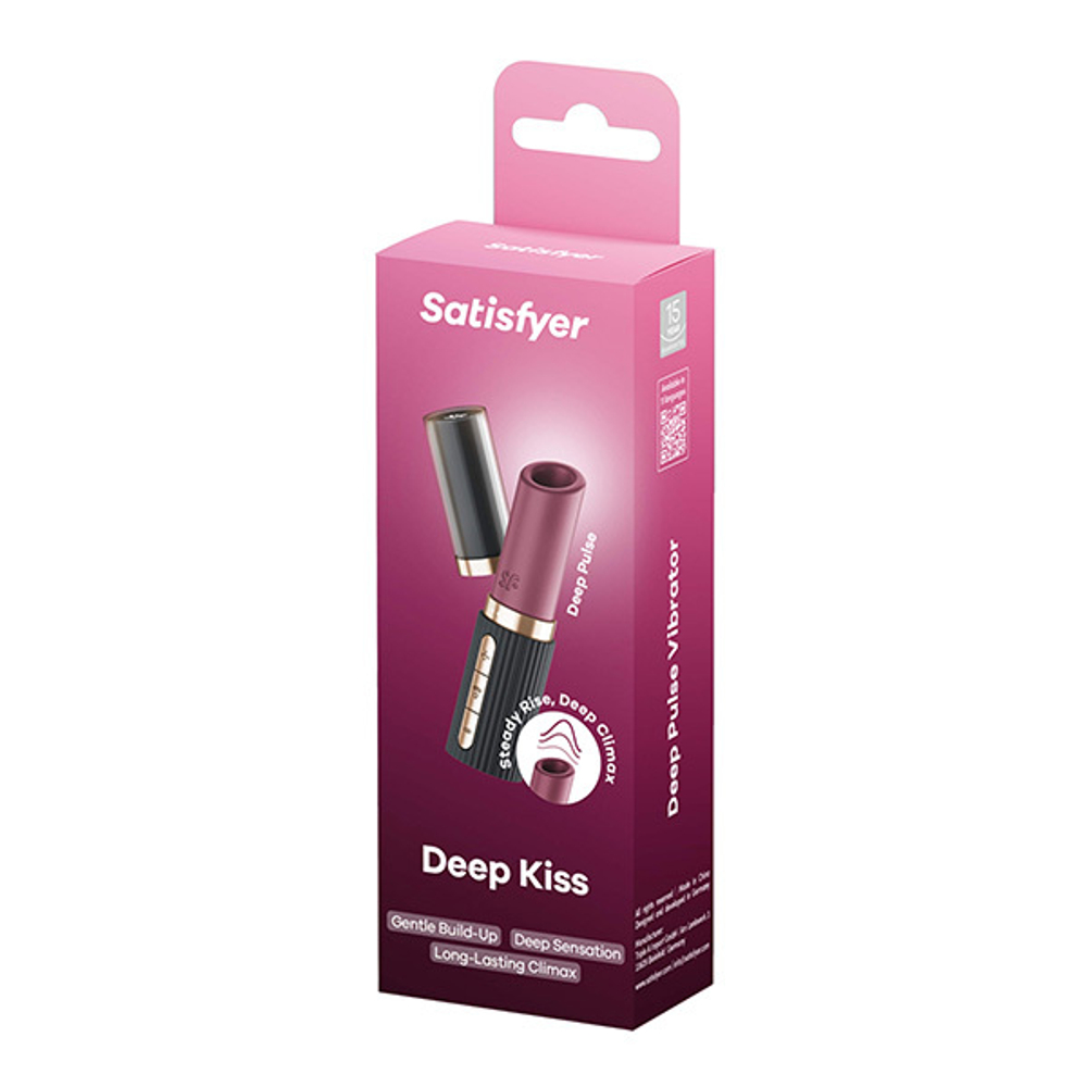 Черный воздушно-волновой стимулятор 11,4см в виде губной помады Satisfyer Deep Kiss Black
