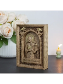 Матрона Московская деревянная резная икона, ясень