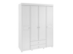 Шкаф 4-х дверный с ящиками Монако МН-62 белое дерево