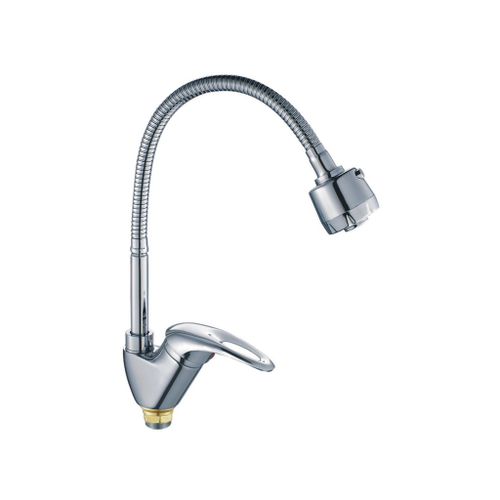 Смеситель для кухни 40к CN4303 CRON гибкий излив, п/гайку, боковая, ХРОМ
