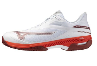 Мужские кроссовки теннисные Mizuno Wave Exceed Court CC - fiery red/white/sun/dried tomato