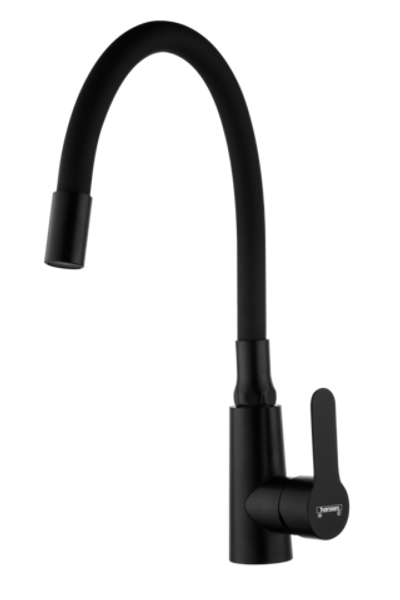 56032-CC Смес. из НЕРЖ. для кух. (ЧЕРНЫЙ с гиб. чер. изл.) HANSEN  (20/1шт)