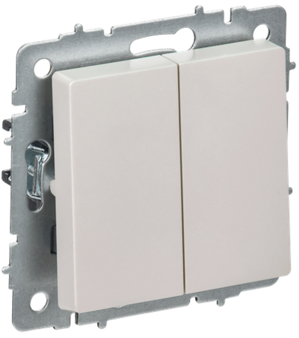 BRITE Выключатель 2-клавишный перекрестный 10А ВС10-2-3-БрЖ жемчуг IEK