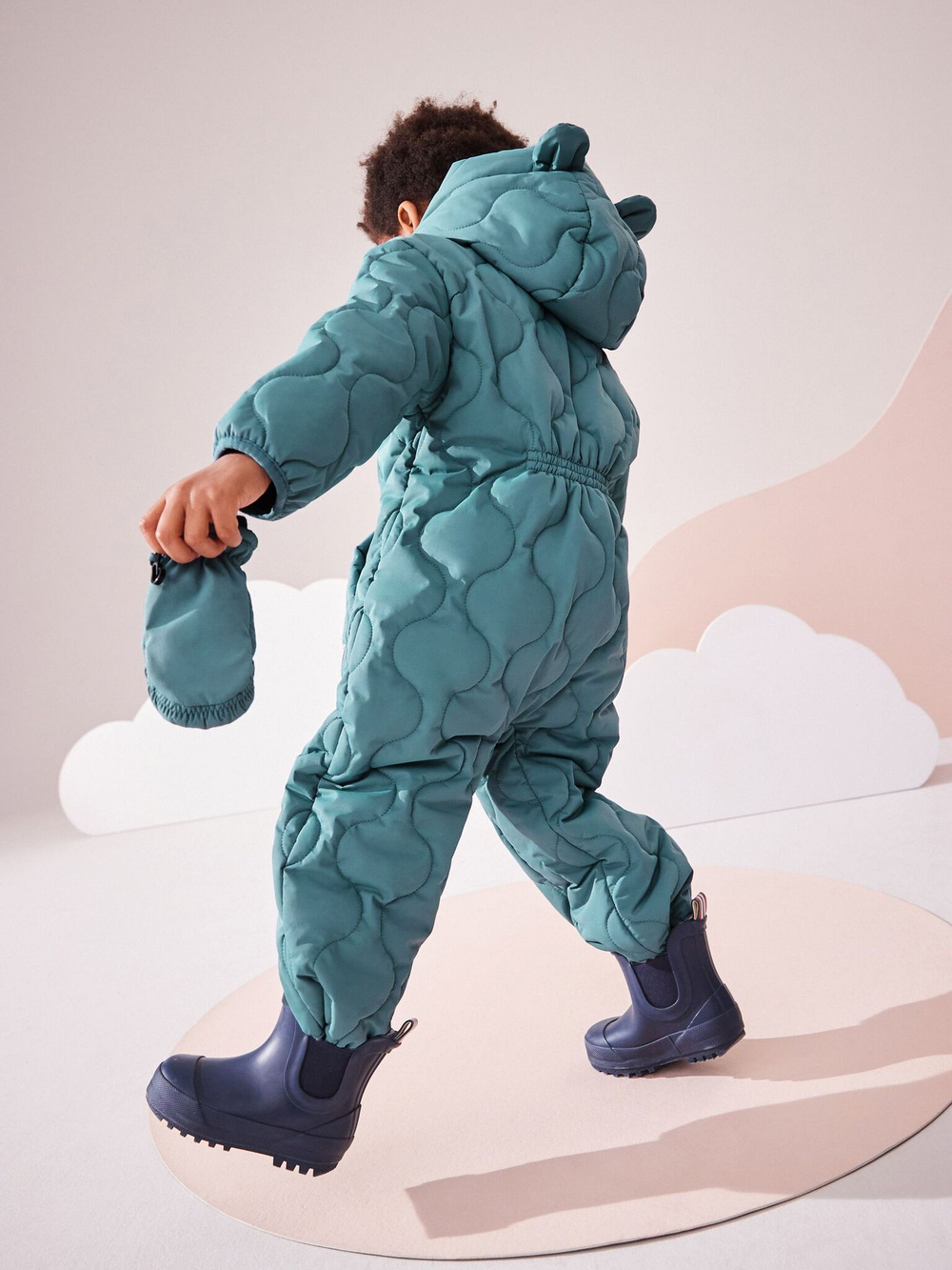 Комбинезон утепленный с капюшоном для мальчика Next Q53-261, Светло-синий