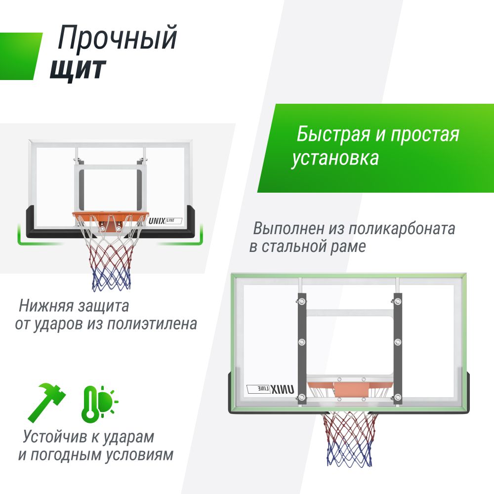 Баскетбольный щит UNIX Line B-Backboard-PC 50&quot;x32&quot; R45