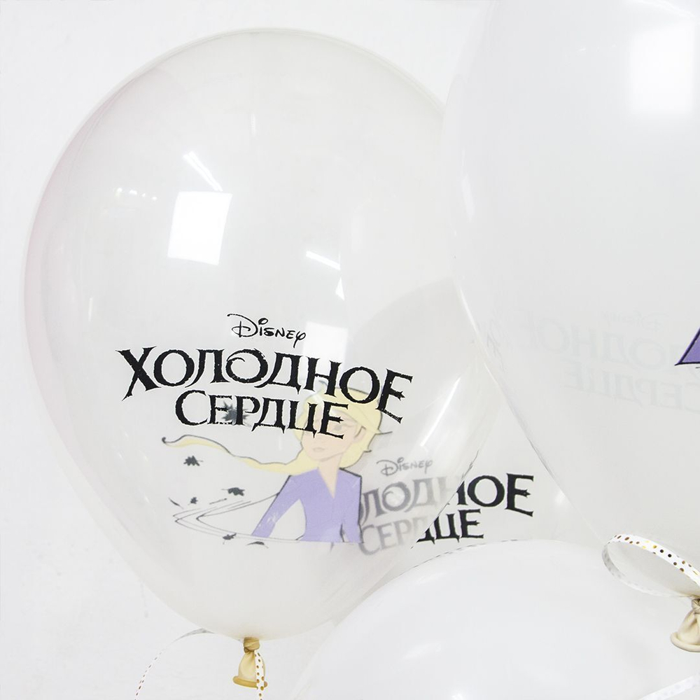 Воздушный Шар (12''/30 см) Холодное сердце, Белый (200)/Прозрачный (600), кристалл, 1 ст