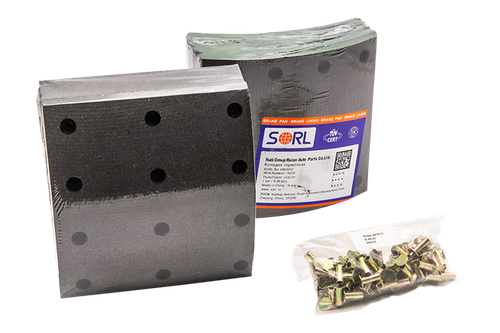 Накладка тормозная, к-т 8шт+заклепки 96шт 410x175 STD VOLVO (19938) SORL