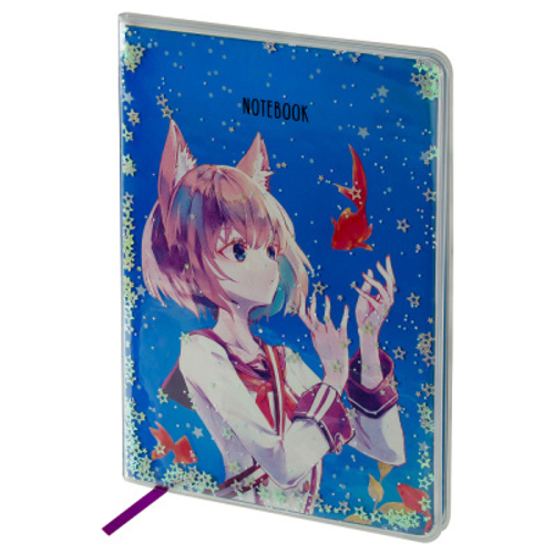 Записная книжка А5 80л., ЛАЙТ, кожзам, MESHU "Magic world", съемная пластиковая обложка, глиттер, голография, блок в линию